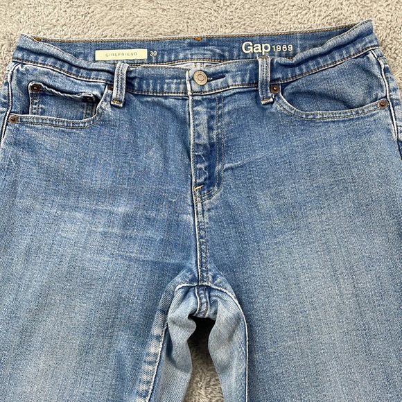 Gap Jeans Womens 30 Girlfriend Mid Rise Straight Ankle Medium Wash Stretch Denim - Picture 3 of 16